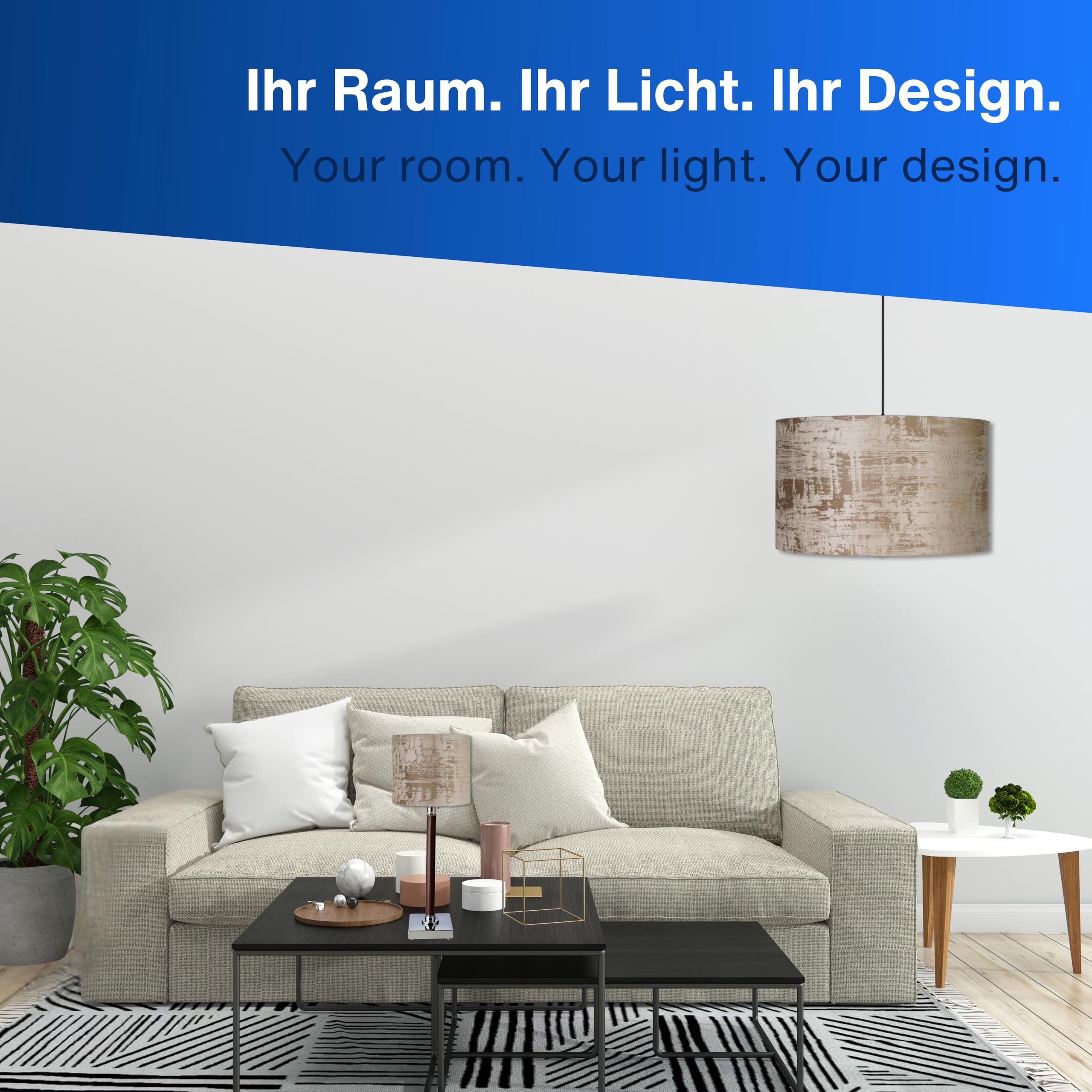 REV Lampenschirm im Vintage Look - Lampenschirm für Tischlampe, Ø 14cm, Ersatzlampenschirm Hänge- und Stehlampe, rund, grau