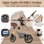 Gcarebb 3-in-1-Kinderwagen mit höhenverstellbarem Griff, mit Moskitonetz, mit Aluminiumrahmen, für Babys von 0 bis 4 Jahren