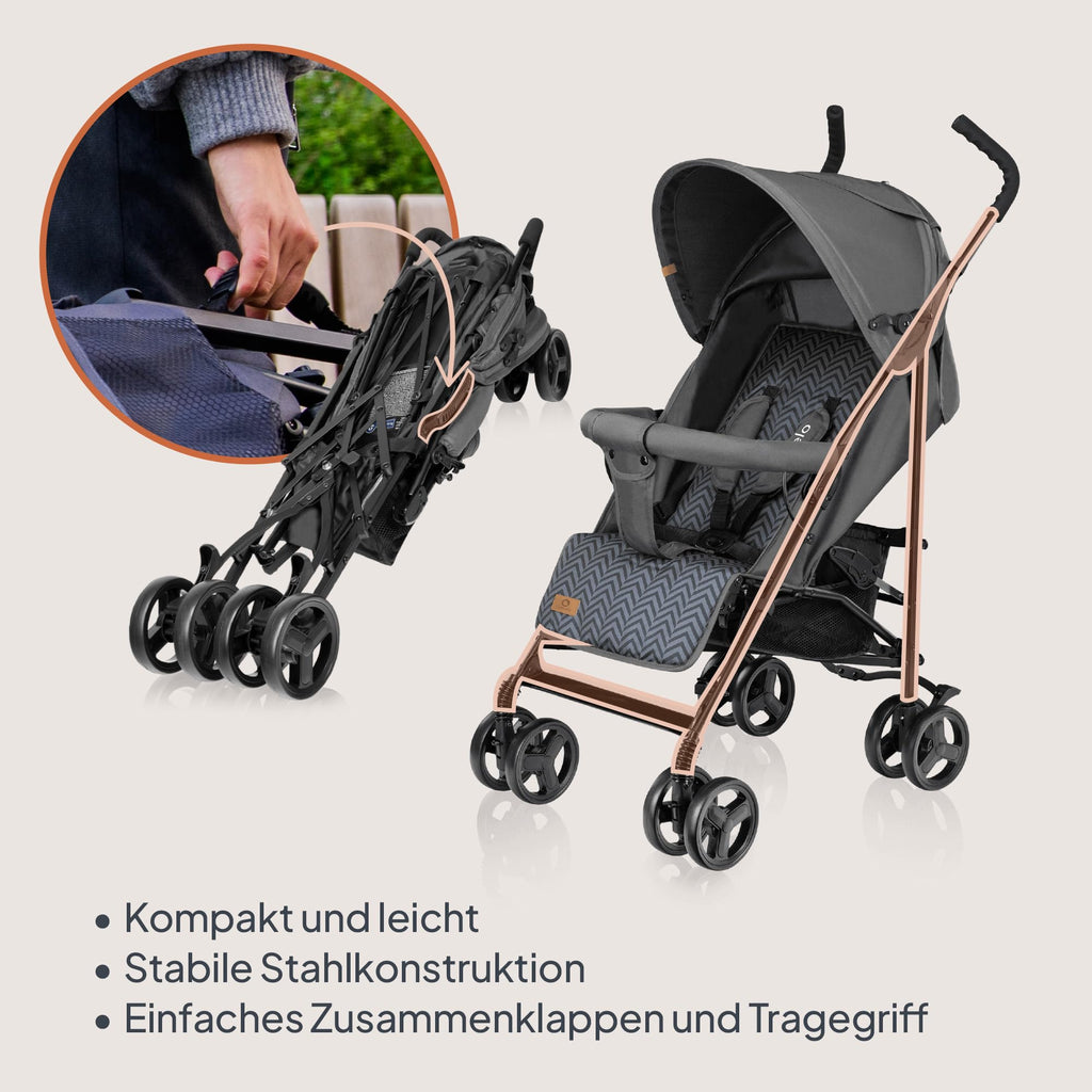 LIONELO Elia Buggy Klein Zusammenklappbar Kinderwagen Bis 15 Kg, Rücken Und Fußstützenverstellung Hinterradbremse, Moskitonetz, Einkaufskorb