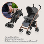 LIONELO Elia Buggy Klein Zusammenklappbar Kinderwagen Bis 15 Kg, Rücken Und Fußstützenverstellung Hinterradbremse, Moskitonetz, Einkaufskorb