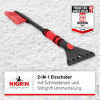 NIGRIN Eiskratzer Auto mit Schneebesen, ergonomischer rutschfester Softgriff, aus hochstabilem ABS, Schwarz-Rot