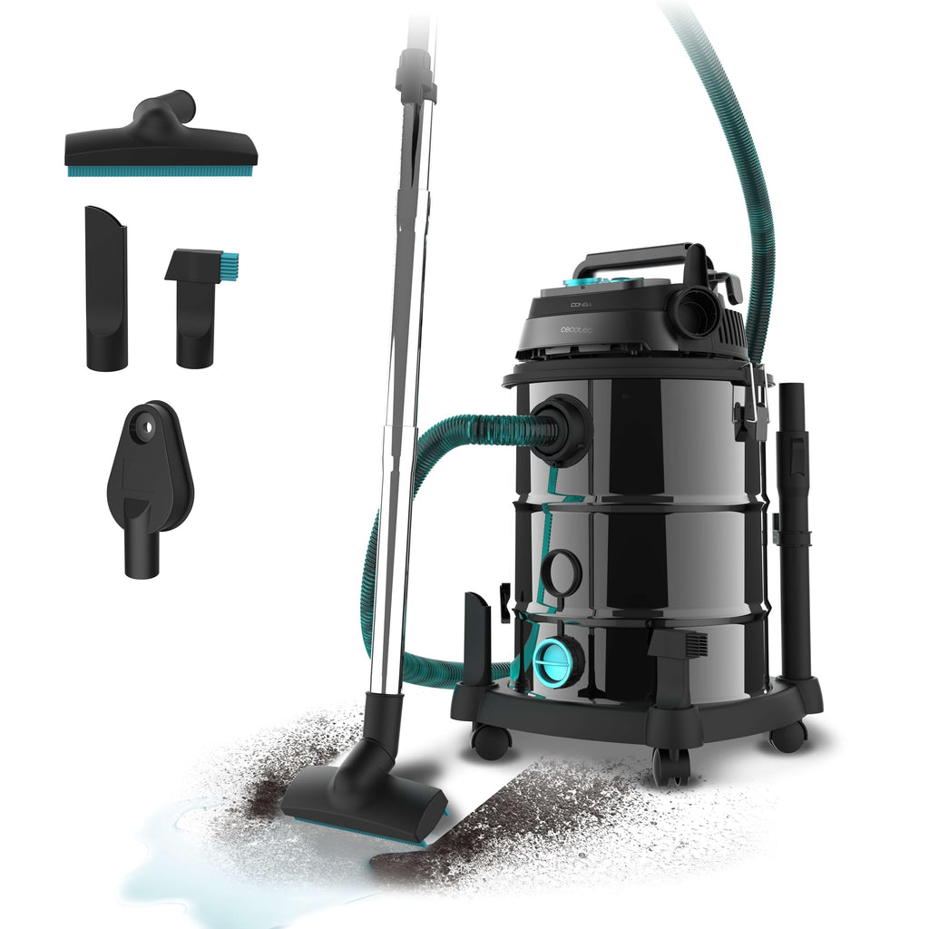 Cecotec Staubsauger für Feste Stoffe und Flüssigkeiten 30L Conga Rockstar Wet & Dry Steel Pro Tool. 1600W, erhöhte Haltbarkeit und Widerstandsfähigkeit, enthält Steckdose für Werkzeuge, Zubehörkit