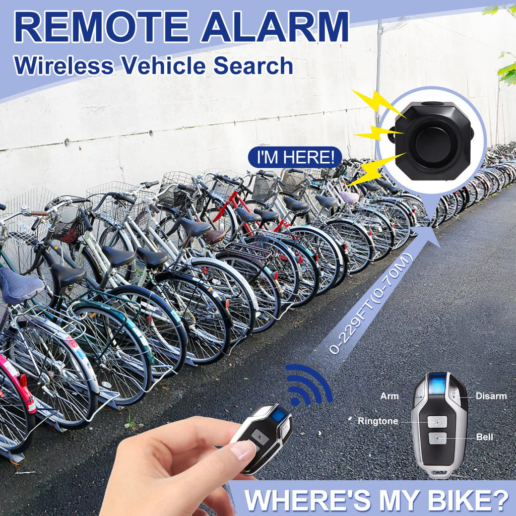 Fahrrad Alarme Elektrofahrzeug Alarm Wireless Vibration Alarm System mit Bewegungssensor Wasserdichter wiederaufladbarer Diebstahl Alarm für Ebikes Fahrrad Roller Auto