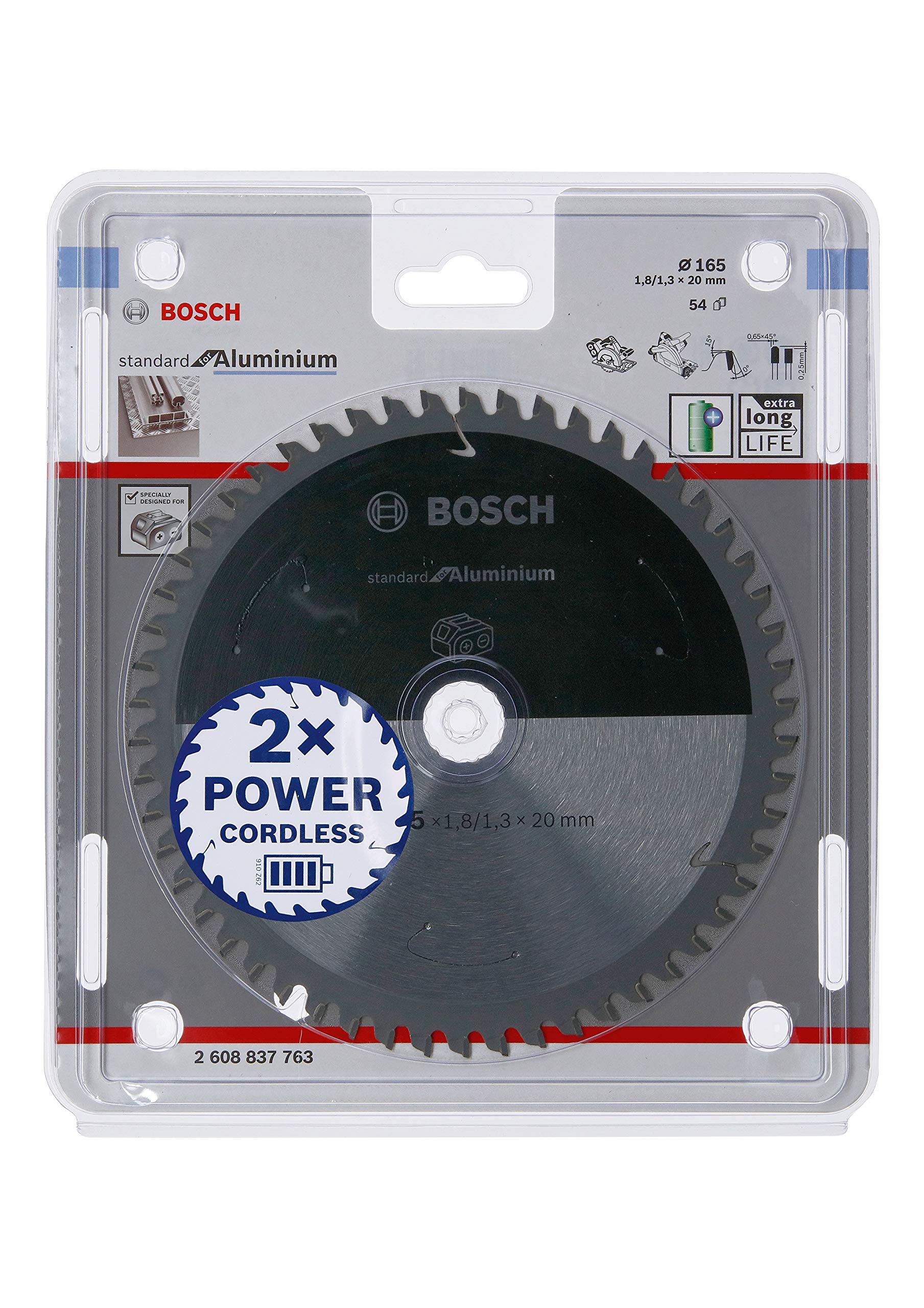 Bosch 1x PRO Aluminium Kreissägeblatt für Akku-Handkreissägen (für Aluminium, Nichteisenmetalle, Ø mm, Professional Zubehör Handkreissäge)