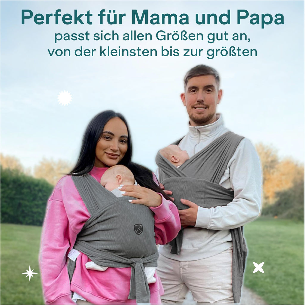 Koala Babycare Tragetuch Baby Neugeborene - Einfach Anzuziehen für Mütter und Väter - Babytrage Multi-Use Bis 9kg - Babytragetuch Anthrazitgrau