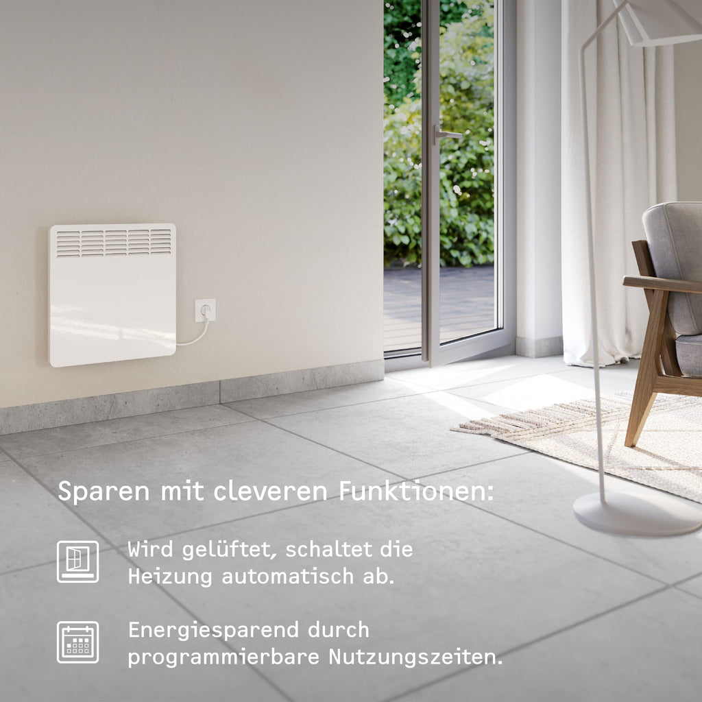 STIEBEL ELTRON Wandkonvektor CNS 250 Trend, 2,5 kW für ca. 30 m², TÜV geprüft, LC-Display, Wochentimer, Elektroheizung energiesparend, Wandmontage, mit Stecker, 236529