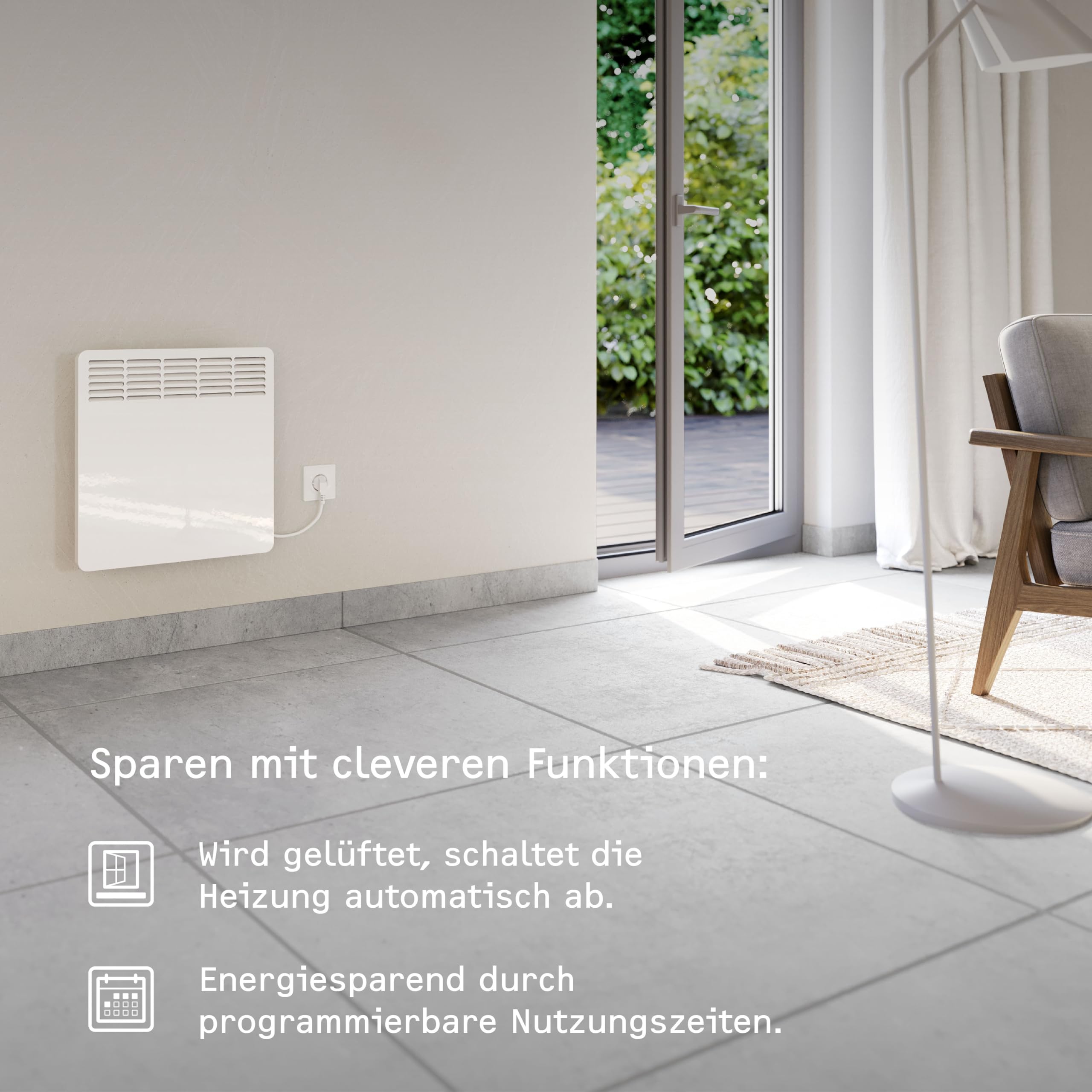 STIEBEL ELTRON Wandkonvektor CNS 150 Trend, 1,5 kW für ca. 20 m², TÜV geprüft, LC-Display, Wochentimer, Elektroheizung energiesparend, Wandmontage, mit Stecker, 236527
