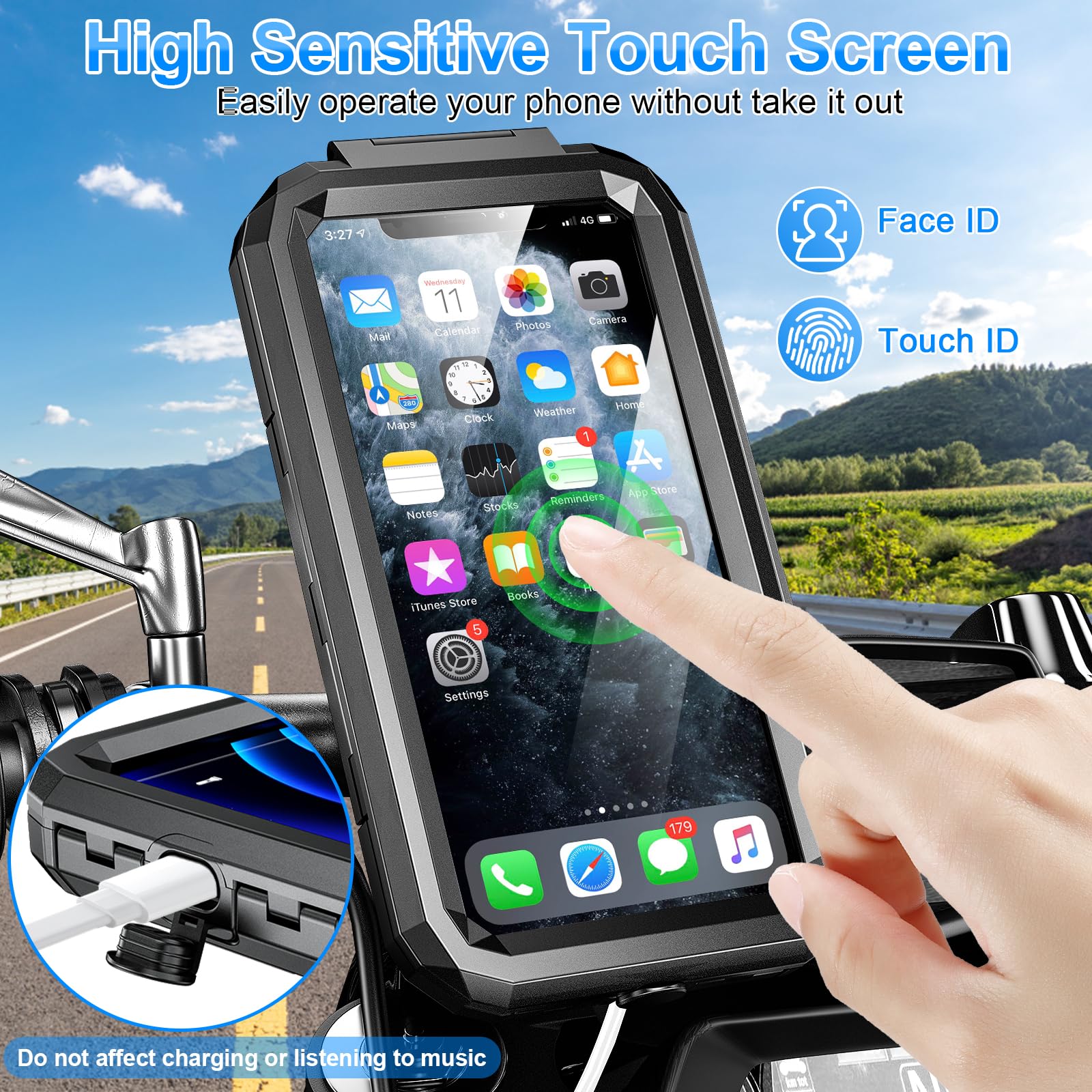 BTNEEU Handyhalterung Motorrad Wasserdicht Universal Fahrrad Handyhalterung Lenker 360° Drehbar Roller Smartphone Handyhalter Anti-Vibration Handy Halterung Moped für 5,5-7,0 Zoll Smartphone