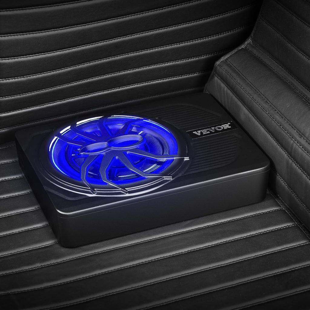 VEVOR Untersitz Auto Subwoofer 440 W 254 mm schlanker Auto Subwoofer unter dem Sitz Subsystem mit eingebautem Verstärker, Hoch-/Niedrigpegel-Eingang und Lautstärkeregler für SUVs Lkws