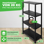 Ondis24 Steckregal 60 x 30 x 131 (H) cm, 4 Böden, Kunststoffregal, Schwerlastregal, bis zu 80 kg, Regal, Lagerregal (1 Stück)