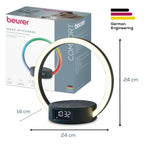 Beurer WL 65 Wake Up + Charge Lichtwecker, Nachttischlampe mit Ladefunktion für Smartphones, Wecker mit Simulation des Sonnenaufgangs für sanftes Aufwachen, dimmbares Nachtlicht mit Farbwechseloption
