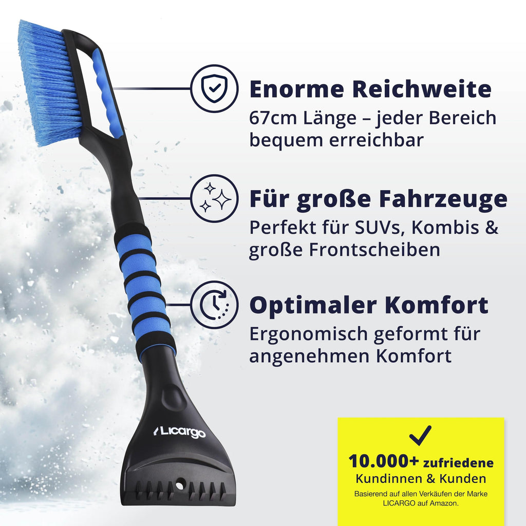 LICARGO Eiskratzer Auto mit Besen 67cm - Teilbares Stecksystem - stabil & wackelfrei - kratzerfrei & lackschonend Schneebesen Auto - Rutschfester Griff, kompakt verstaubar - Scheibenkratzer PKW & SUV