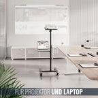 RICOO Beamer Ständer Stativ mit Rollen Höhenverstellbar CZ0800 Ständer für Projektoren Beamerständer Standfuß bis 10 Kg je Ablage Regal Laptoptisch Mobile Notebook Halterung Stand