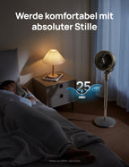 Dreo Leiser Standventilator, 1444m³/h Luftvolumen oszillierende Ventilator, 3 Stufen 6H Timer Turmventilator mit Fernbedienung, Luftzirkulation in 3 Min für Schlafzimmer, Duftfunktion für frische Luft
