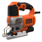 Black+Decker Elektronik-Pendelhub-Stichsäge (650 Watt, 19mm Hublänge, max. 90 mm Schnitttiefe, 3 Pendelhubstufen für vielseitigen Einsatz, variable Hubzahl, inkl. 2 Sägeblätter + Koffer) BES610K