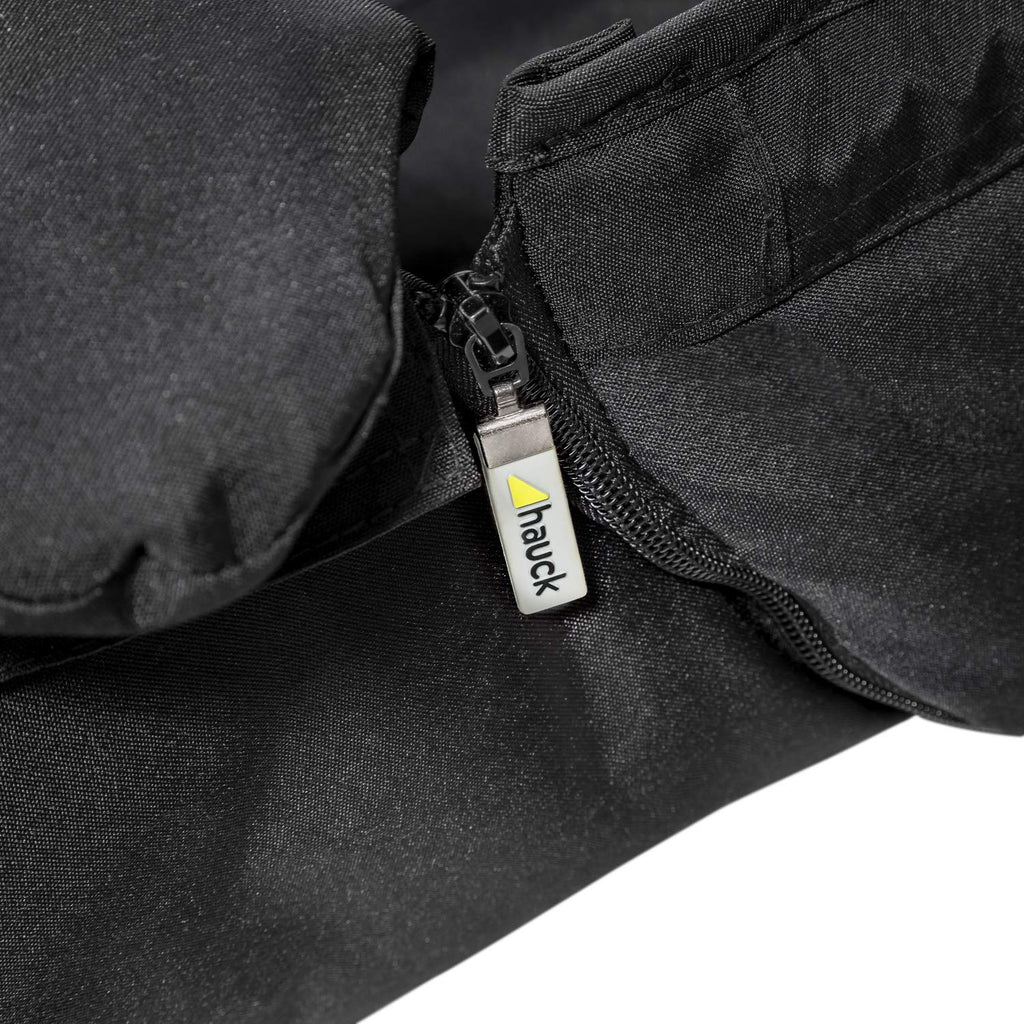 hauck 2in1 Soft Tragetasche & Fußsack für Buggy und Geschwisterwagen, für Babys ab Geburt bis 9 Monaten, Fixierbar mit 5-Punkt-Gurt, Robust & Pflegeleicht (Schwarz)