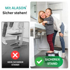 VERGLEICHSSIEGER - Alason® Tritthocker Klappbar 39cm, Belastbar bis 200kg – Mit Aufhängehaken & Aufbewahrungstasche – Platzsparender, Faltbarer Hocker in Anthrazit/Schwarz für Zuhause, Küche & Bad