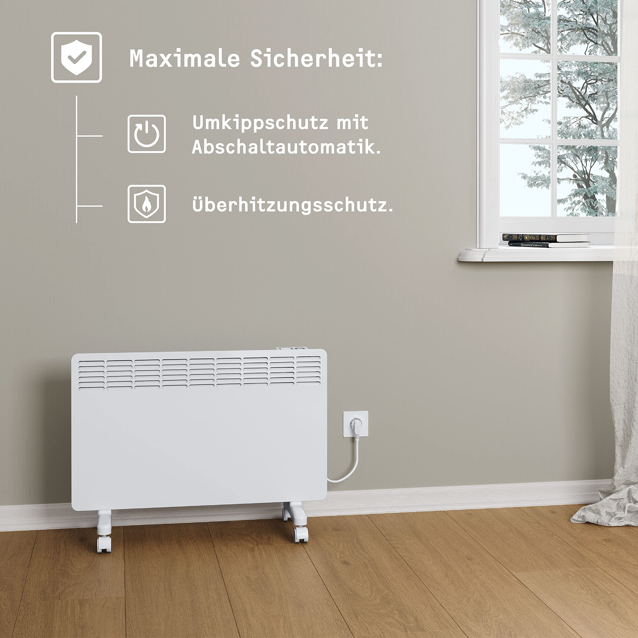 STIEBEL ELTRON Elektroheizung Standgerät für ca. 25 m², TÜV geprüft, Konvektor-Heizung mit elektronischer Regelung, 2 kW, energiesparend, LC-Display, Rollen, 204451