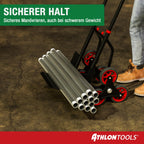 ATHLON TOOLS Treppensteiger-Sackkarre klappbar 150kg TÜV geprüft – Stahlrahmen mit TPR-Rädern, große Räder leichtgängig & stoßarm, platzsparend zusammenklappbar