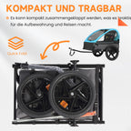 Fiximaster Kinderfahrradanhänger, Fahrradanhänger für 1-2 Kinder, Ergonomischer Sitz, Einfache Montage, Faltbar, Mit Luftreifen und Aufbewahrungstaschen