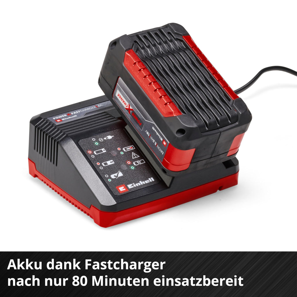 Original Einhell Starter Kit 5,2 Ah Akku und Fastcharger Power X-Change (Li-Ion, 18 V, 80 min Ladezeit, passend für alle Power X-Change Geräte)