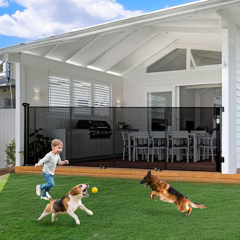 Treppen- & Türschutzgitter Ausziehbar 0-700cm | 115cm H Baby- & Haustiergitter mit verstärktem Mesh | Sicherheitstor für Treppen, Türen, große Öffnungen Indoor/Outdo (700cm/Schwarz)