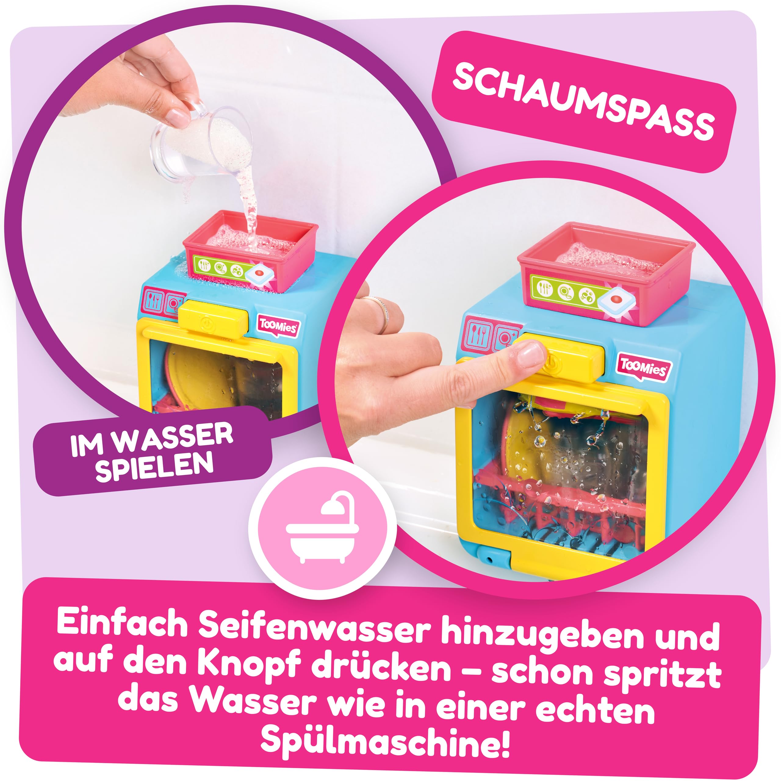 Tomy Toomies Rigol’EAU Geschirrspüler – Interaktives Baby-Badespielzeug mit Zubehör – Lernspielzeug zur Förderung von Motorik & Fantasie – Ab 18 Monaten