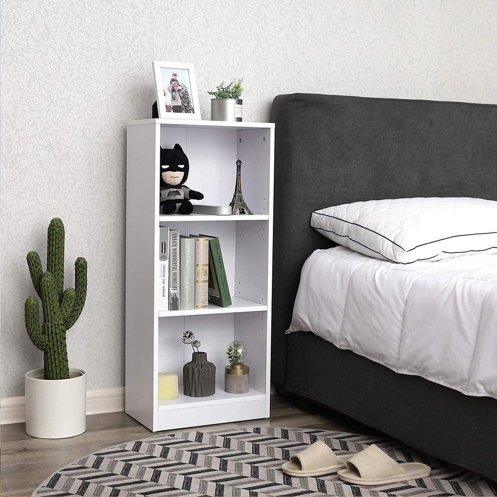 VASAGLE Bücherregal, Regal mit 3 Fächern, Standregal, mit höhenverstellbaren Ablagen, für Wohnzimmer, Kinderzimmer, Büro, 24 x 40 x 93 cm, weiß LBC103W
