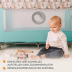 Lionelo Stefi Baby Kinderbett, Reisebett ab Geburt bis 15 kg, Seiteneingang, Sicherungssystem LockGuard, Blockade der Räder, Tragetasche, zusammenklappbar