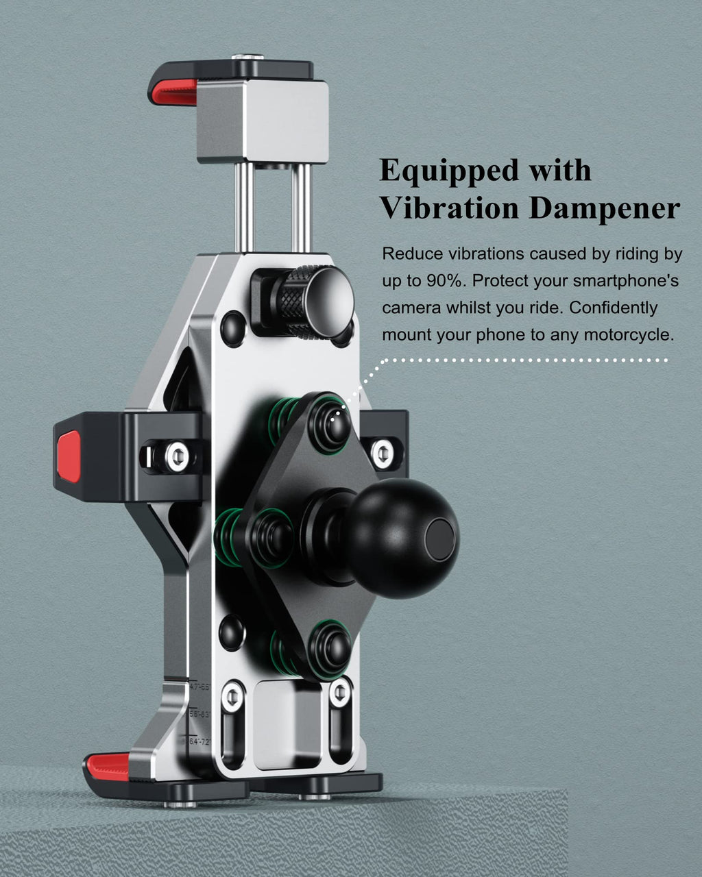 BRCOVAN Aluminiumlegierung Motorrad Handyhalterung mit Vibrationsdämpfer, Verstellbar Handy Motorradhalterung, Diebstahlsichere Lenker Handyhalter für Fahrrad, Roller, ATV, für 4,7-7,2 Zoll Smartphone