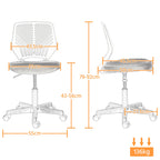Yaheetech ergonomisch Schreibtischstuhl Bürostuhl ohne Armlehnen Drehstuhl mit Rücklehne Arbeitsstuhl höhenverstellbar 136 kg belastbar 50 x 55 x 79-92 cm Türkis