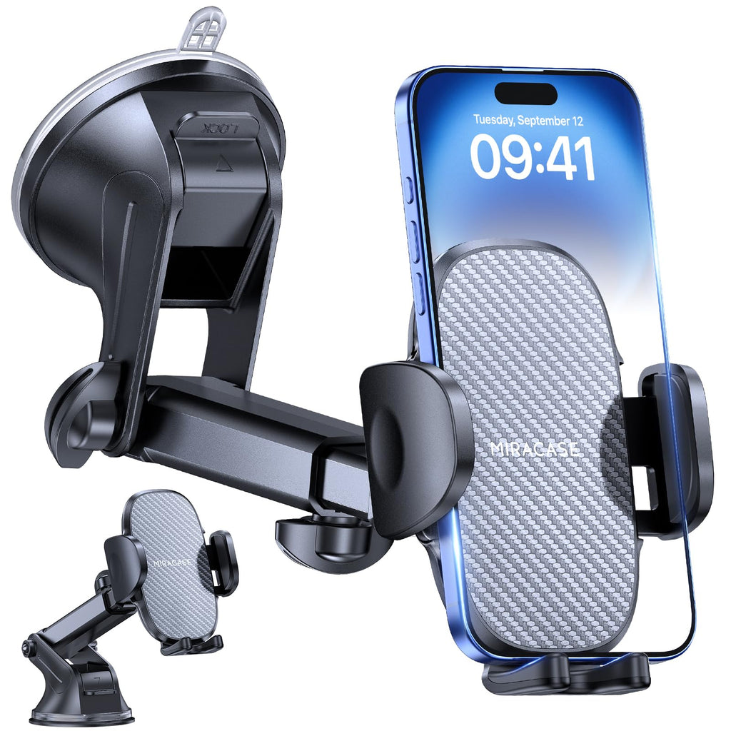 Miracase Handyhalterung Auto[Verbesserter Saugnapf] Handyhalter fürs Auto 360° Drehbar, Armaturenbrett Windschutzscheibe KFZ Handy Halterung für iPhone Galaxy Alle Smartphones