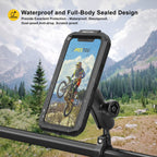 iMESTOU wasserdichte IP67 Motorrad Telefonhalterung, Fahrradhalterung mit 2,5 cm (1 Zoll) Doppelkugelsockel-Armen (S– für 3,5-6,1 Zoll Handys)
