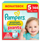 Pampers Premium Protection Pants Größe 5, 144 Windeln, 11kg-17kg, Mit 360° Passform und 2x breiteren Bündchen als vorher für unseren besten Komfort & Schutz