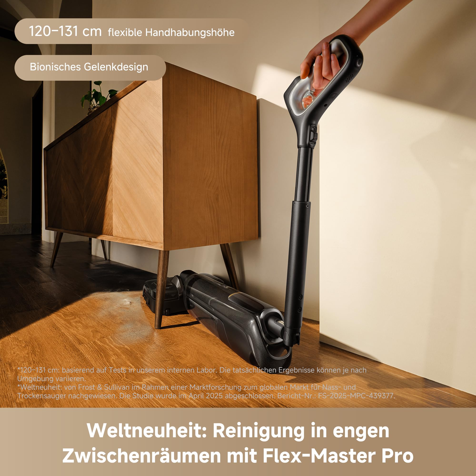 Mova M50 Ultra Nass- und Trockensauger, 22.000Pa, Roboterarm 0 Spalt, klappbarem und Ausziehbarem Griff,Antriebssystem für müheloses Gleiten,100°C Bürstenwäsche, 5min 90°C Trocknung