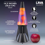 LAVA® – Lavalampe Evenfall Rocket 2391, gelbes Wachs, lila Flüssigkeit, dekorative Basis, Kappe und Raketenflossen, Original 14,5 Zoll Bewegungslampe der Marke LAVA®