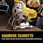 Dewalt 18 Volt Akku-Stichsäge DCS331N (vibrationsarmer Hochleistungsmotor, elektronische Hubzahlregulierung, Hublänge: 26 mm, beidseitige Neigungseinstellung: 45°, Lieferung ohne Akku und Ladegrät)