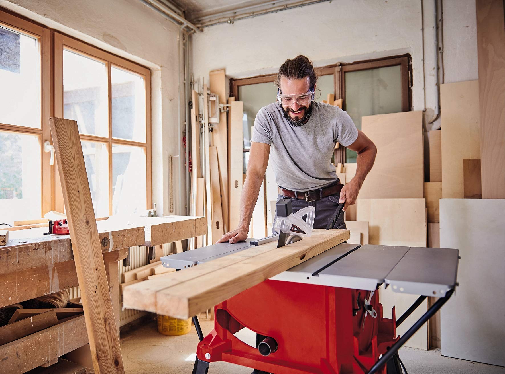 Einhell Tischkreissäge TC-TS 254 U (2.200 W, 80 mm Schnitthöhe, Ø 254 mm Sägeblatt, Winkelanschlag, Parallelanschlag, Auflagenvergrößerung, Staubabsauganschluss)