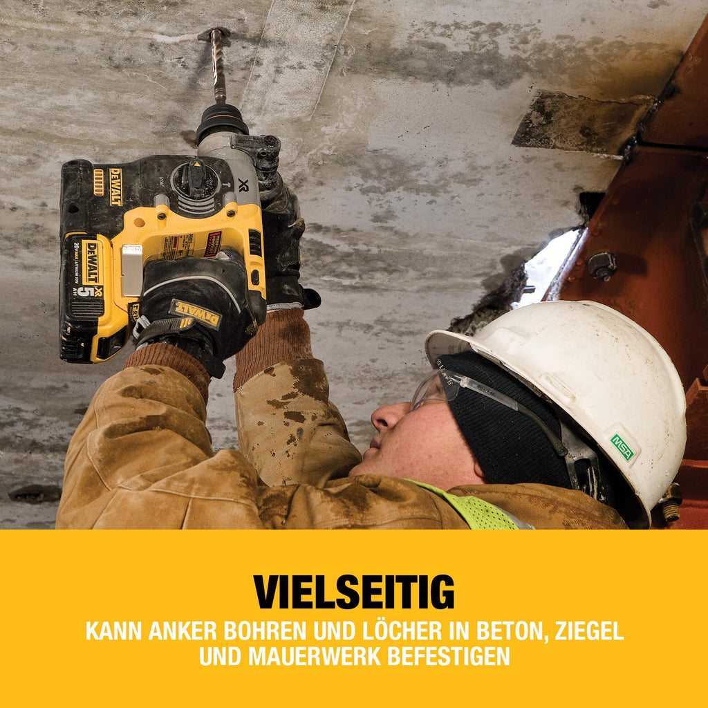 DEWALT SDS-plus XR Akku-Kombihammer/Schlagbohrmaschine (18V, bürstenlos, 24mm, ideal für Bohranker/Befestigungslöcher, 2x 18V / 5 Ah Li-Ion Akkus, Ladegerät, T-STAK Box), DCH273P2T-QW