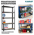 KARAT Schwerlastregal, 2er Set, 30 x 75 x 150 cm Steckregal, Kellerregal, Lagerregal - 5 verstellbare Böden (Schwarz)