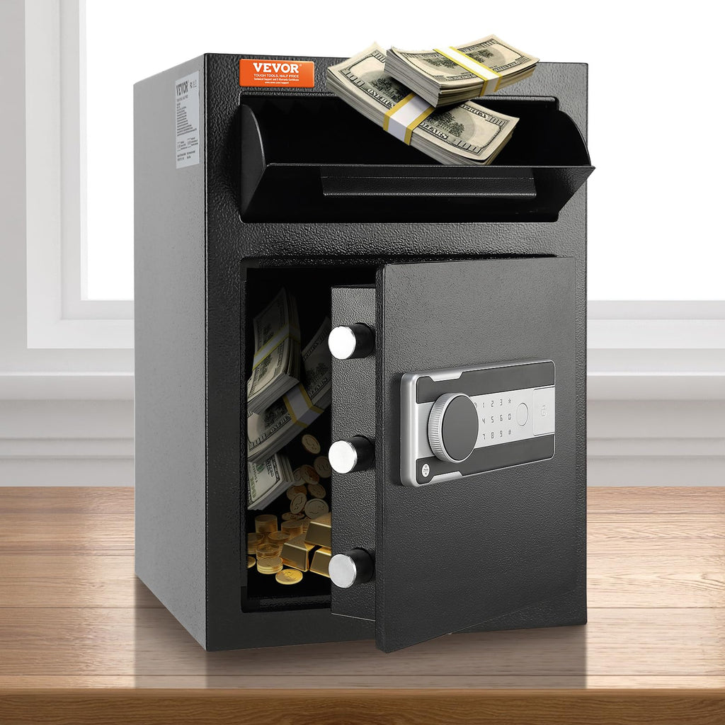 VEVOR 2,5 L Einwurftresor, Deposittresor mit Drop-Slot, elektronischem Codeschloss und 2 Notfallschlüsseln, 355 x 355 x 515 mm, Business Drop Slot Safe für Bargeld, zu Hause, Hotel, Büro