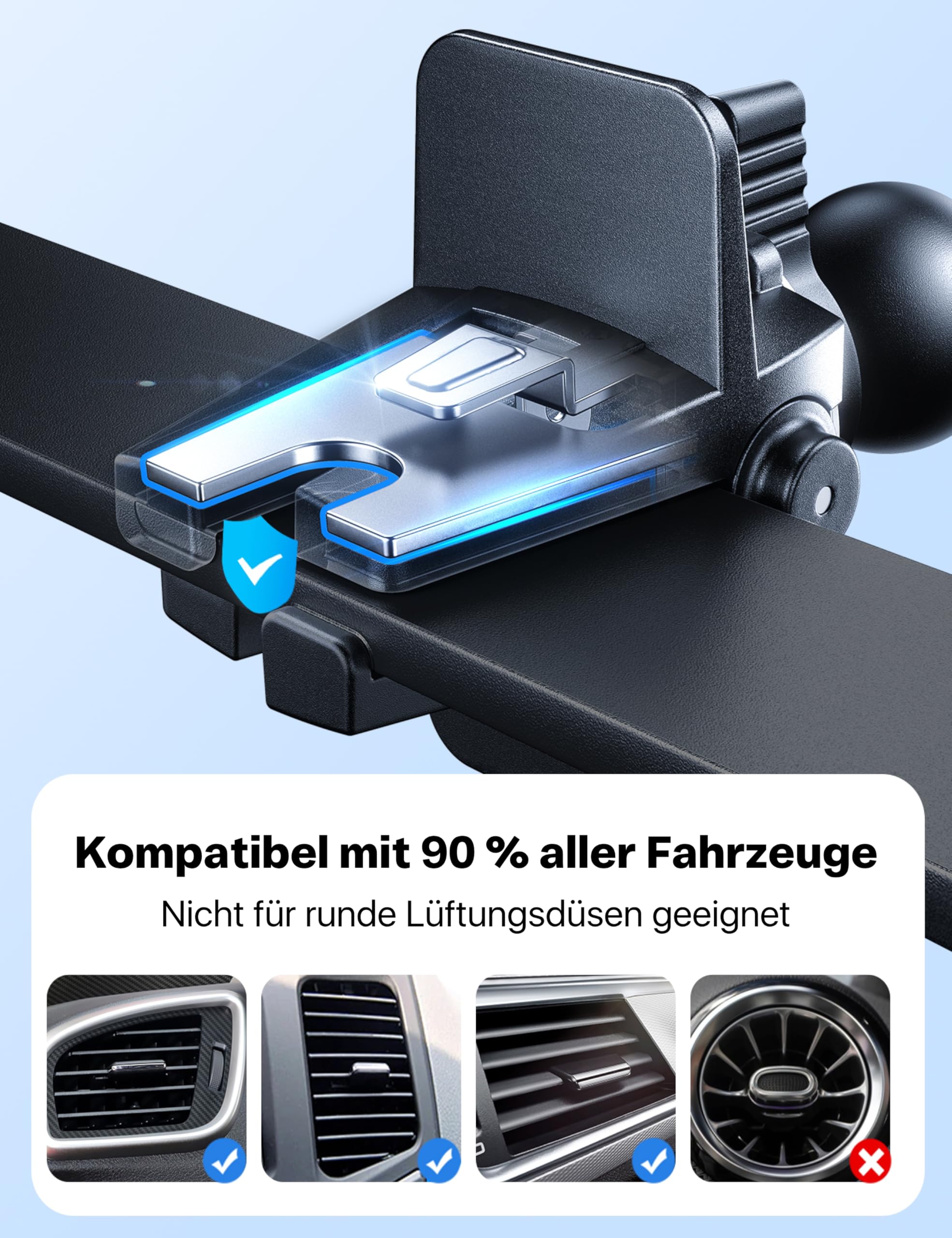 andobil Handyhalterung Auto [2026 Neueste Saugnapf] 3 in 1 Saugnapf & Lüftung Halter Universale KFZ Autohalterung Zubehör für iPhone 17 Pro Max Air 16/15/14/13/12 Samsung Galaxy S25 Ultra/S24/S23 Usw