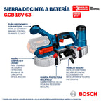 Bosch Professional 18V System Akku Bandsäge GCB 18V-63 (inkl. 1 Bandsägeblätter, ohne Akku/ Ladegerät)