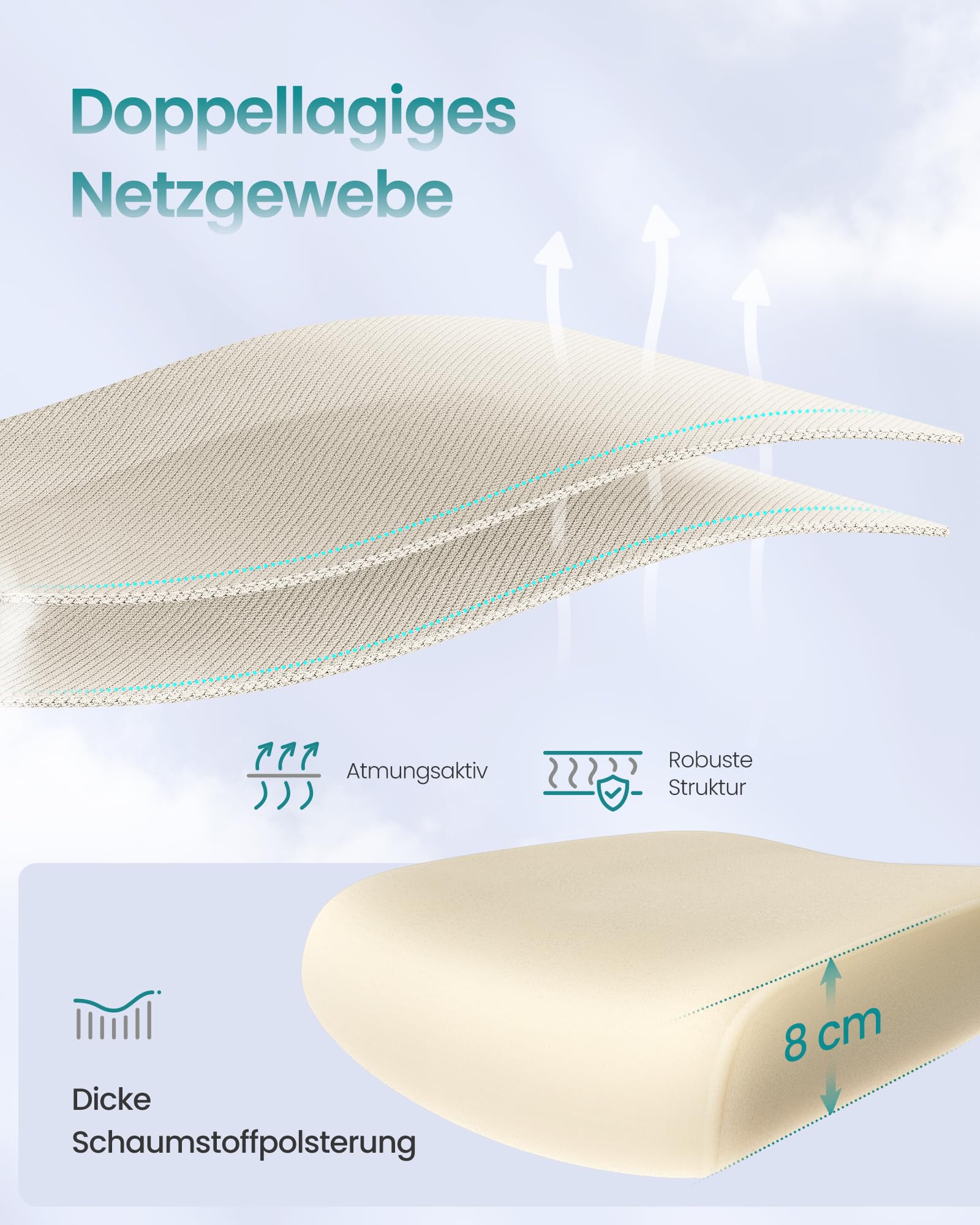 SONGMICS Bürostuhl, Schreibtischstuhl, ergonomischer Netzstuhl, mit doppellagigem Netzgewebe, atmungsaktiv, Adaptive Lendenstütze, verstellbare Kopfstütze, für Homeoffice, sandbeige OBN041L01