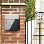 SONGMICS Briefkasten, Wandbriefkasten mit Sichtfenster, für Haustür, mit Schloss und Schlüsseln, silbern-anthrazit GMB053G01