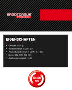 KS Tools 516.6542 1/2" ERGOTORQUEprecision Ratschen-Drehmomentschlüssel, 40-200Nm, Auslösegenauigkeit +/- 3%, für kontrollierten Rechtsanzug, 36-Zahn Ratschenmechanismus, rot