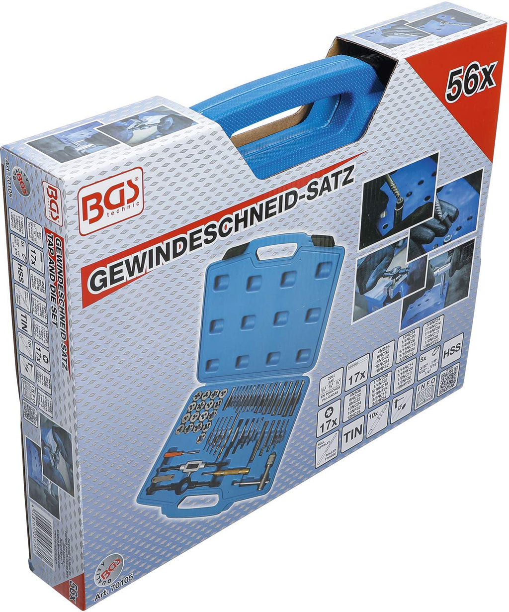 BGS 70105 | Gewindeschneid-Satz | Zoll | 1/4" - 1/2" | 56-tlg.