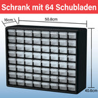 Akro-Mils 10164 Schubladenschrank mit 64 Schubladen, Kunststoff, für Garage, Perlen- und Make-up-Organizer, Lego-Aufbewahrung, Lehrer-Werkzeugkasten und mehr, 50,8 x 15,2 x 40,6 cm (B x T x H) Schwarz