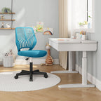 Yaheetech ergonomisch Schreibtischstuhl Bürostuhl ohne Armlehnen Drehstuhl mit Rücklehne Arbeitsstuhl höhenverstellbar 136 kg belastbar 50 x 55 x 79-92 cm Türkis