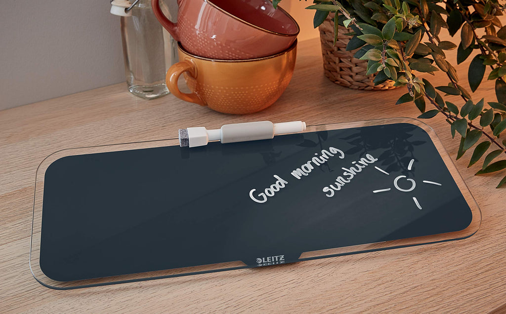 Leitz Desktop-Memoboard mit Glasoberfläche, Samtgrau, Cosy Serie, 52690089